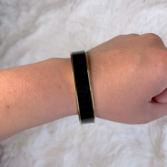 Monet black enamel & gold bangle bracelet